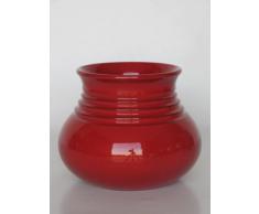 Centro mesa de barro rojo, hecho a mano en torno alfarero con diseño escalonado. Esmaltado en rojo y disponible en varios colores. Firmado y etiquetado por nuestro taller artesano. Medidas 17/22cm.