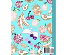 Cuaderno de Recetas en Blanco: Mi Libro de Cocina, Mis Comidas y Postres, Azul Con Frutas