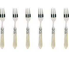 Bugatti ALCAM-N4208 Aladdin - Juego de Tenedores de Postre (6 Piezas, Acero/ABS, 21Â xÂ 18Â x 3Â cm), Color Marfil