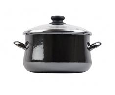 Magefesa Glass Olla Esmaltado Con Tapa, Antiadherente Bicapa Reforzado, Apto Para Todo Tipo De Cocinas, Incluida Inducción, Negro Cristal