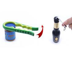Pazzi Abridor Tarros y Abrebotellas Cerveza Llavero, Abridor Tapa Tarro de Goma Silicona Buen Agarre Torsión Fácil para Personas Mayores Artritis, con Regalo Pequeño Abridor Botella Anillo de Metal