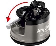 AnySharp Pro Afilador de Cuchillos (Metal) con Ventosa, Metal Cepillado