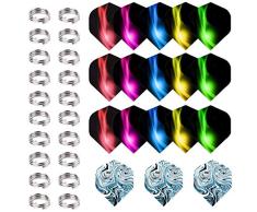 JUSTDOLIFT El Juego de Accesorios para Dardos de 69PCS Incluye el Anillo en Forma de ponche de Oreja Dart Flights Dart Hole