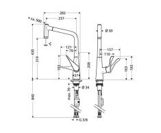 Hansgrohe 14820000 Metris grifo de cocina con ducha extraíble, cromo