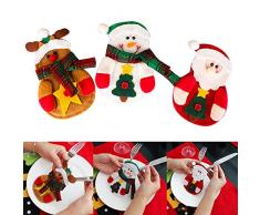 Hrph 3 piezas de plata de Navidad del muñeco de nieve de Santa Acciones Fecha Elk cena Cubiertos Vajilla Decoración de Navidad
