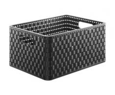 Rotho 1153080000 Country - Cesta de Almacenaje con Efecto Mimbre A4, color negro
