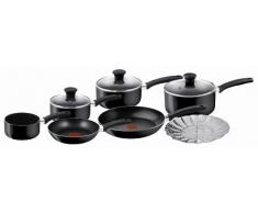 Tefal Delight Juego de sartenes y cazuelas, Acero Inoxidable, Negro, 28 cm, 7 Unidades