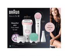 Braun Silk-épil Beauty Set 9 9-995 9 en 1 - Depiladora eléctrica Mujer, Inalámbrica Wet&Dry, Kit de Depilación, Rasuradora, Exfoliación y Limpieza para Rostro y Cuerpo, Blanco/Rosa