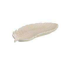 Centro de Mesa Comedor y Salon Decorativo Hoja Ceramica Blanco 20 cm
