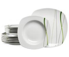 Ritzenhoff & Breker 596489 - Vajilla (12 Piezas), Color Blanco y Verde