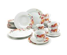 Creatable 20483 Flower Dreams - Vajilla (30 piezas, porcelana), diseño de flores