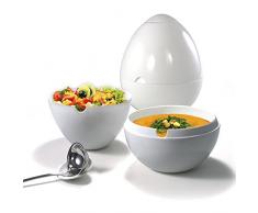 OVUM - Sopera/ensaladera de porcelana blanca 3 en 1