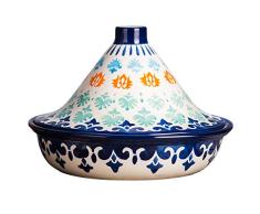 FCSFSF Arcilla Cacerola,Mini Cazuela,Pintado Cerámica Cacerola con Tapa,Texto Original En Marroquí Artesanal Plato De Cocina De Arcilla,Estufa Utensilios De Cocina para Cocinar A Poco A 25 * 18.5cm