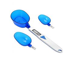 Mengshen Bascula Cocina Alimentos Digital con 3 cucharas medidoras Pesaje y líquido seco Ingrediente Leche Té Harina Medicina Escala de miligramos de Pantalla LCD portátil de 1.1 LB / 500 g (0.1 g)
