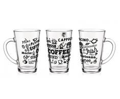 6 latte macchiato vasos 300 ml y 6 cucharillas de acero inoxidable (gratis) Diseño de café