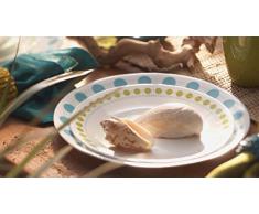 Corelle - Juego de vajilla de 16 piezas, de vidrio Vitrelle resistente a las roturas y las desportilladuras, modelo South Beach, servicio para 4 personas, color azul/verde