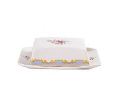 Xinxinchaoshi Plato de Mantequilla Al Estilo Europeo de cerámica a Prueba de Polvo Mantequera Plato Pan Queso Postre Bandeja Occidental Jam Caja de la Placa de Postre Recipiente para Mantequilla