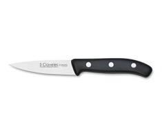 3 Claveles - Cuchillo de Verduras, Línea DOMVS, Acero Inoxidable, Mango Polipropileno Negro - (9cm, 3,5)