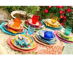 Villa D'Este Calamoresca Juego de 18 Platos de Gres y Porcelana de Varios Colores