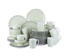 vancasso Midori Juego de Vajillas 48 Piezas Tazas de Desayuno, Cuencos, Platos de Postre/Cena, para 12 Personas Vajillas Modernas