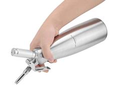 Cestbon 1,000 ml de Nata dispensador Poner Sifón de Acero Inoxidable Crema Dispensador de Crema Batida y Salsas,Plata