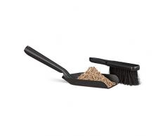 Relaxdays Recogedor para Chimenea con Cepillo, Negro, 41x13x13 cm