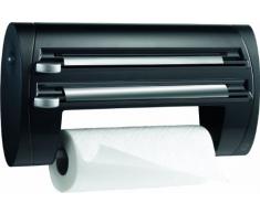 Emsa 509247 - Expendedor triple de rollos para cocina, papel de cocina, papel de aluminio y papel transparente, color negro