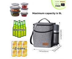 Lifewit 9L Bolsa Térmica Portatil para Llevar Almuerzo Nevera de Aislamiento para Adultos/Hombres/Mujeres/Niños para Playa/Picnic/Camping/Barbacoa Gris