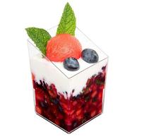 Mini tazas de postre, 24 piezas/set elegante, cilindro transparente slanted Mini postre aperitivo taza 2,5oz plástico/muestra vasos de chupito parfait vaso de jello / vaso de jello