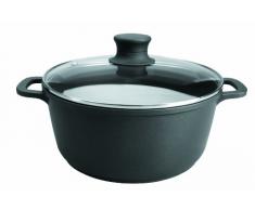 Lacor - 25828 - Cacerola con Tapa de Cristal Forte de 28 cm Aluminio - Negro
