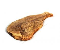 Naturalmente Med Madera de olivo tabla de cortar queso tabla para servir con asa, 15,5