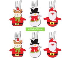 Dream Loom 6 Piezas de Bolsas de Cubiertos de Navidad, Titulares de vajilla de Navidad Tenedor Cuchara Cuchillo Cubiertos Bolsillos, Decoración Mesa navideña (Bolsa de vajilla navideña)