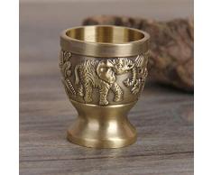 HAOSHA Copa De Vino Copa De Bronce En Relieve Copa Tallada Utensilio De Bebida Copa De Vino De Metal Vaso De Cerveza Espíritu Copa De Regalo, Bronce, 50 Ml