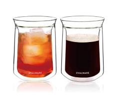 Taza de vidrio aislante de doble pared - Vaso de vidrio borosilicato para café, té, whisky, cócteles y demás las bebidas - Tarro de doble pared Minimalista y Duradero - 350ml / 12oz (Juego de 2)