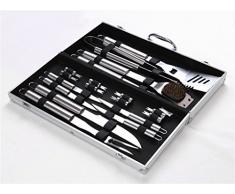 Holzsammlung® Cubertería de 18 piezas para barbacoa de acero inoxidable para barbacoa Cubiertos en maletín de aluminio #2