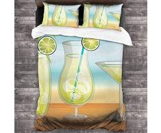 Snbin Funda nórdica Set Caipirinha Beach Theme Juego de Cama de 3 Piezas con Cierre de Cremallera 2 Fundas de Almohada para la Cama o la habitación de Invitados