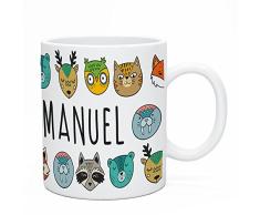 Regalo Original Taza de plástico Infantil Personalizada con Nombre y Animales Salvajes para la Vuelta la Cole 33cl