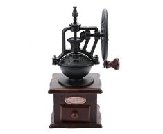 Molinillo de café manual con mango y rueda gigante retro.