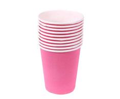 HEALLILY 100 Piezas Coloridas Tazas de Papel para Niños Tazas Artesanales de Bricolaje Tazas Desechables para Bodas Cumpleaños Pascua Fiesta Decoración de Mesa Suministros (Rosa)
