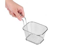 Mini Cestas de frituras Filtros de comida Canasas cuadradas Canastas presenta Papas fritas Servicio de mesa de comida Canasta rectangular de frituras de rejilla Malla de red Canasta de servicio de fri