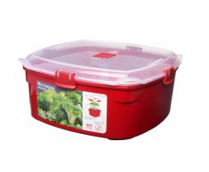Sistema Vaporera grande de microondas de plástico rojo, 23.9 x 23.9 x 10.9 cm