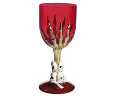 Smiffys- Copa gótica de Vino, Roja, con pie de Calavera y Mano de Esqueleto, Color Rojo, Tamaño único (SmiffyS 35639)