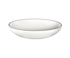 ASA 1904113 Ligne Noire Pasta de/Plato Hondo, Porcelana, Blanco, 22 x 22 x 4.5 cm