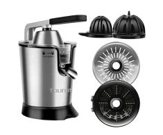 Taurus Easy Press 300 - Exprimidor eléctrico de palanca de 300 W, motor profesional, 2 conos para todos los cítricos, 650 ml, 2 filtros: de inox y plástico con regulador de pulpa, inox, Gris, Negro