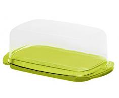 Rotho 1709705070 Butterdose, Kunststoff, Transparent/limettengrün, 18 x 9.5 x 7 cm Mantequillera, Verde Lima