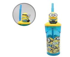 Minions, Gru Mi Villano Favorito Vaso plastico con figurita 3D, Tapa y Pajita 350ml (STOR 76166), Amarillo, 23 x 7.5 x 7.5 cm