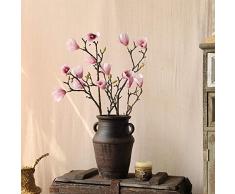 Simulación Magnolia Orquídea Decoración Arreglo Floral Suministros Florales Estilo Chino Sala De Estar Dormitorio Mesa De Centro Escritorio Arreglo Floral Falso-Olla De Barro A Negro + Rosa Claro 2