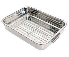 Kitchen Craft - Fuente de horno rectangular con rejilla (acero inoxidable), color plateado