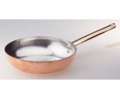 Ollas Agnelli Pan evasé Altos, de Cobre estañado, con Tubular manija de latón, 20 cm