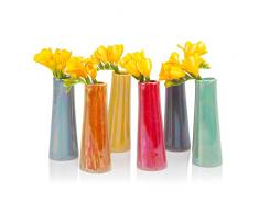 Chive – Galaxy, pequeño cilindro florero de cerámica, único moderno decorativo jarrón para decoración del hogar Sala de estar y oficina, (6 unidades), color amarillo, verde, rojo, azul, naranja (# 2